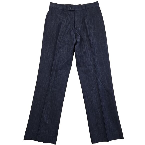 Stacy Adams Dress Pants Men's 34x32 Navy Blue Cotton/Poly Flat Front EUC LN - Picture 1 of 14